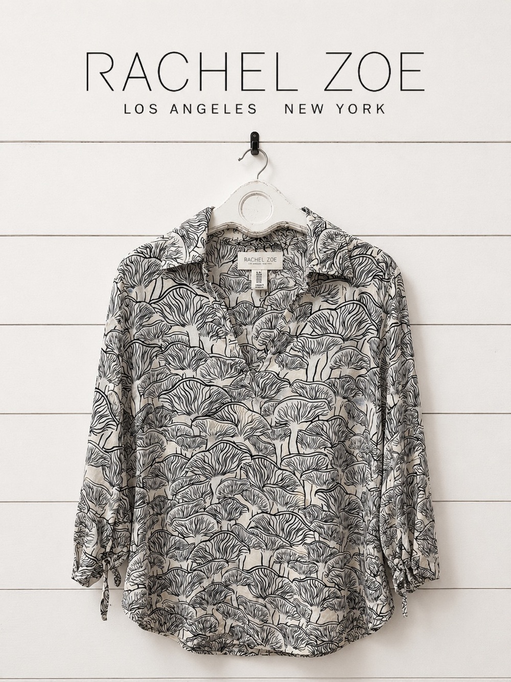 Rachel Zoe Linen Printed Blouse Size 1X